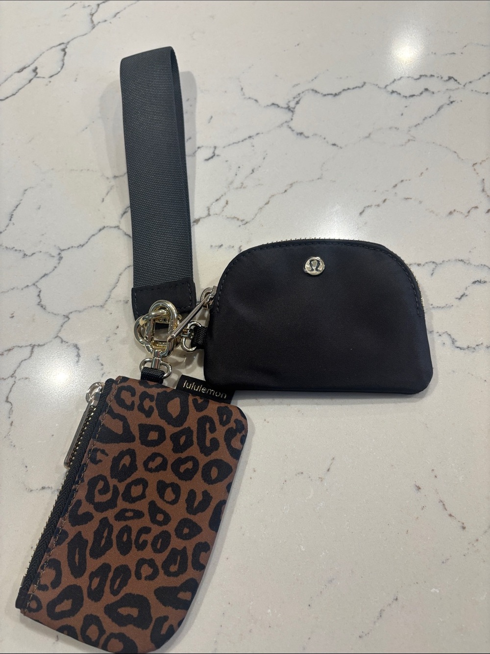 lululemon Dual Pouch Wristlet - Leopard Print—RARE —w/ Gold Hardware NWOT
